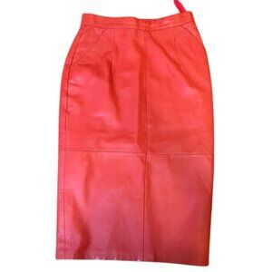 Vintage Red Leather Pencil Skirt